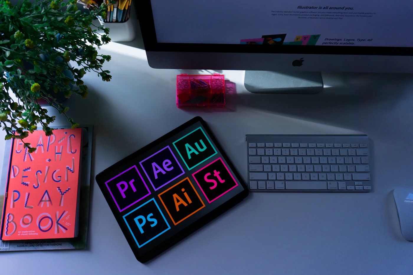 Graphic designer workstation with iMac