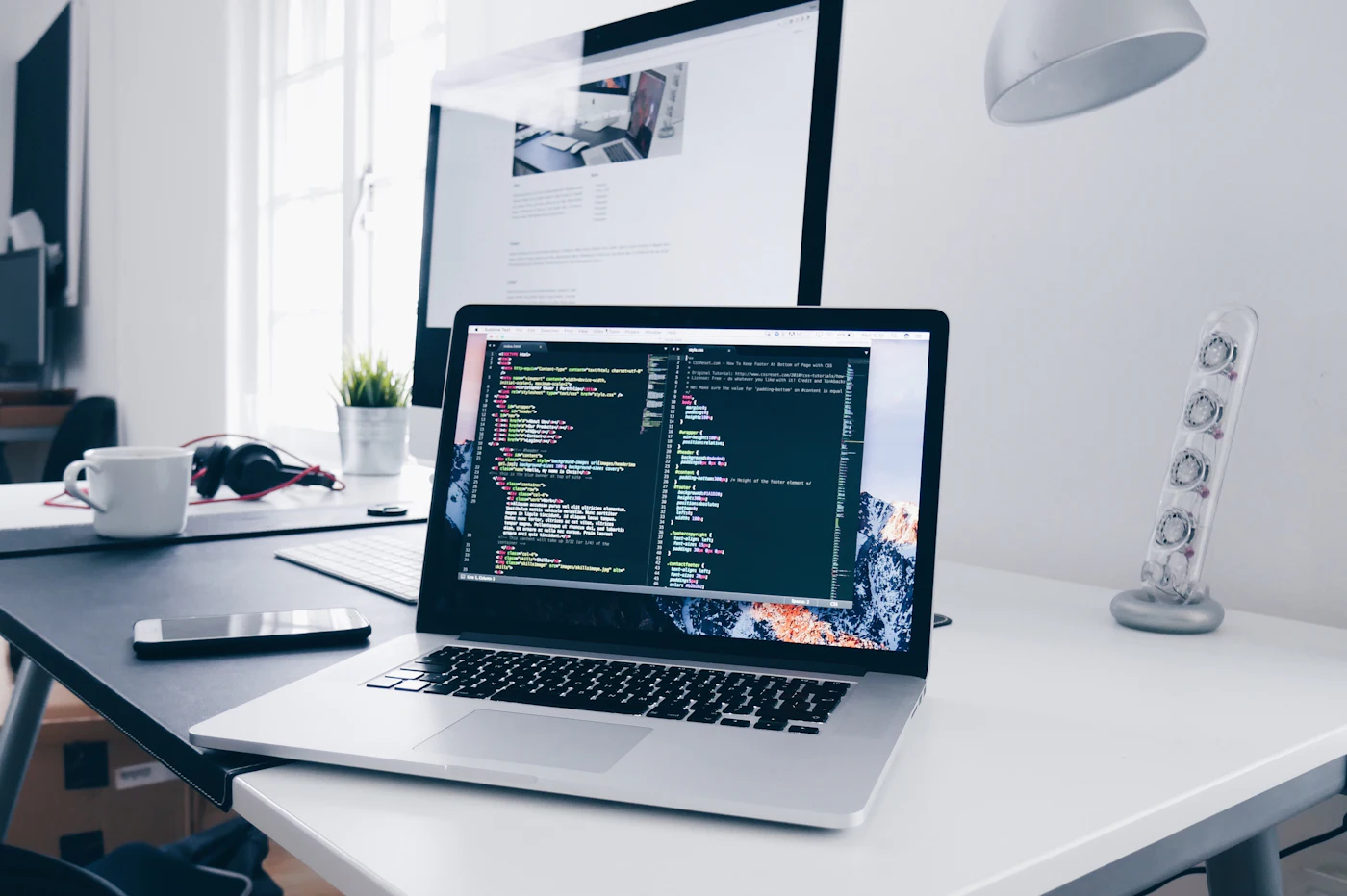Web design and development on a laptop
